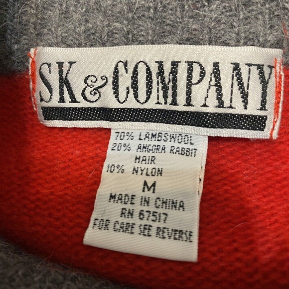 VINTAGE 90’s Argyle Sweater Lambswool Angora‎ Blend Preppy Academia Grandpa M - Picture 5 of 5